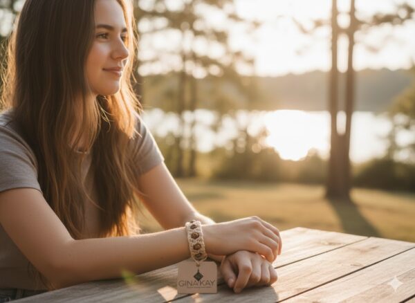 βραχιολι πολυπροπυλενιο με ξυλινες πέτρες