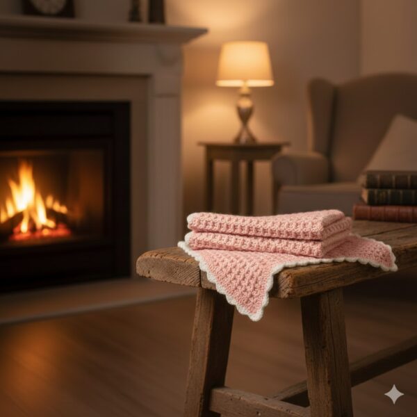 κουβερτούλα βαφλα ροζ