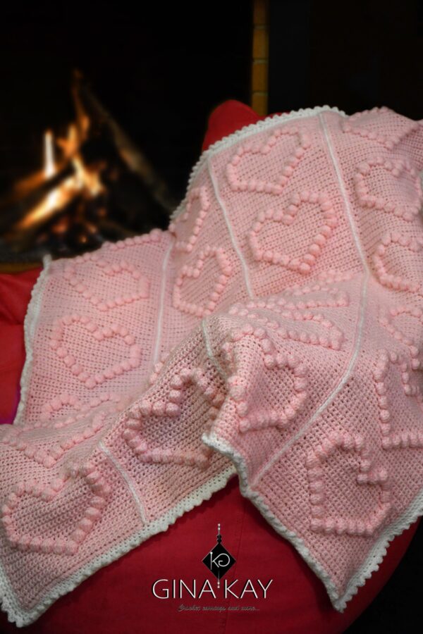 παιδική κουβέρτα ροζ με καρδιές