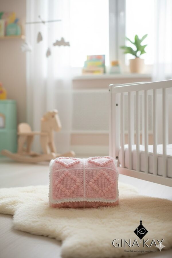 παιδική ροζ κουβέρτα με ρόμβους